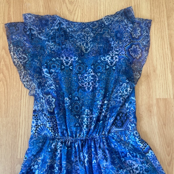 Elie Tahari Blue Sleeveless Chiffon Layover Fit and Flare Midi Dress Size 6 - Picture 11 of 11